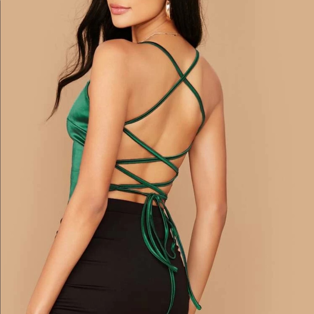 Green silk tie top